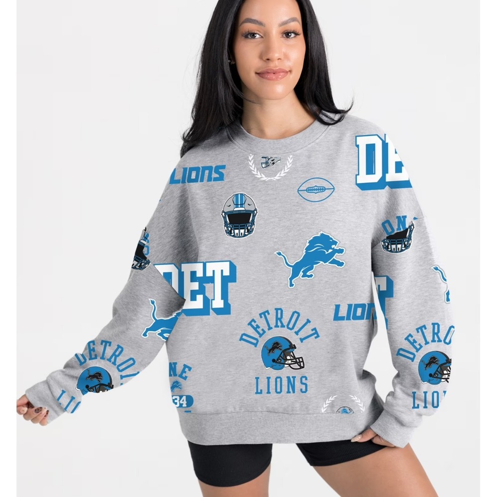 NEW Gameday Couture Detroit Lions Always on Repeat Oversized Sweater Size M